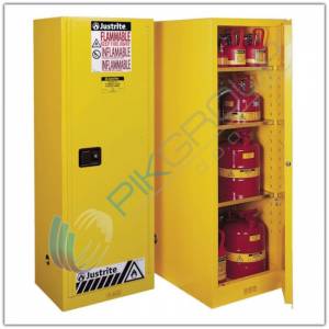 Sigurnosni ormari Slimline za zapaljive tečnosti - dva žuta ormara