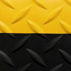 Kompletna industrijska rolna crno-zute PVC podloge Diamond Plate Runner debljine 4,7mm sa zutim ivicama