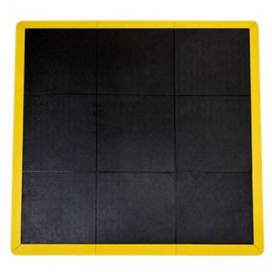 Kompletno uokvirena gumena puzzle ploca 91x91 cm sa montiranim zutim ivicama