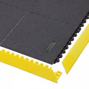 Vatrootporna industrijska gumena puzzle ploca Cushion Ease Solid Bfl-S1 sa zutim ivicama