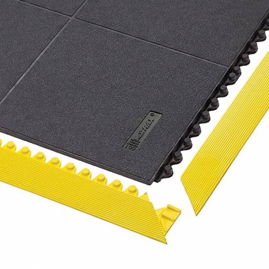 Modularna antistatička podloga Cushion Ease Solid ESD od nitrilne gume otporne na ulja sa montiranim žutim ivicama