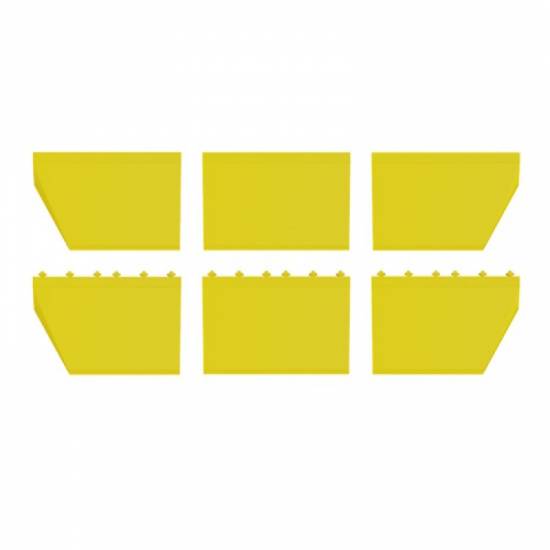 Prikaz kompletnog seta od šest žutih bezbednosnih ivica koji sadrži muške i ženske leve, desne i centralne profile