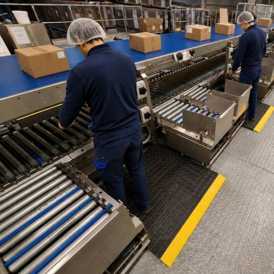 Upotreba deblje industrijske antibakterijske podloge H8 serije 25mm na proizvodnoj liniji u prehrambenoj industriji
