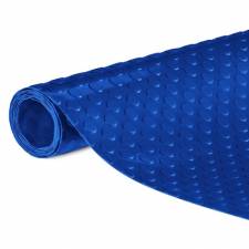 Prikaz isečenog dela rolne plave tehničke PVC podloge sa kružićima debljine 2,2mm