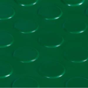 Prikaz isečenog dela rolne zelene tehničke PVC podloge sa kružićima debljine 2,2mm