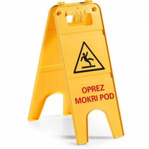 Mokri pod upozorenje dvostrano žuto 