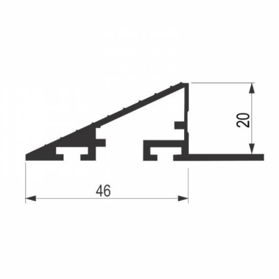 Tehnički crtež i dimenzije kosog aluminijumskog nadgradnog okvira protiv saplitanja